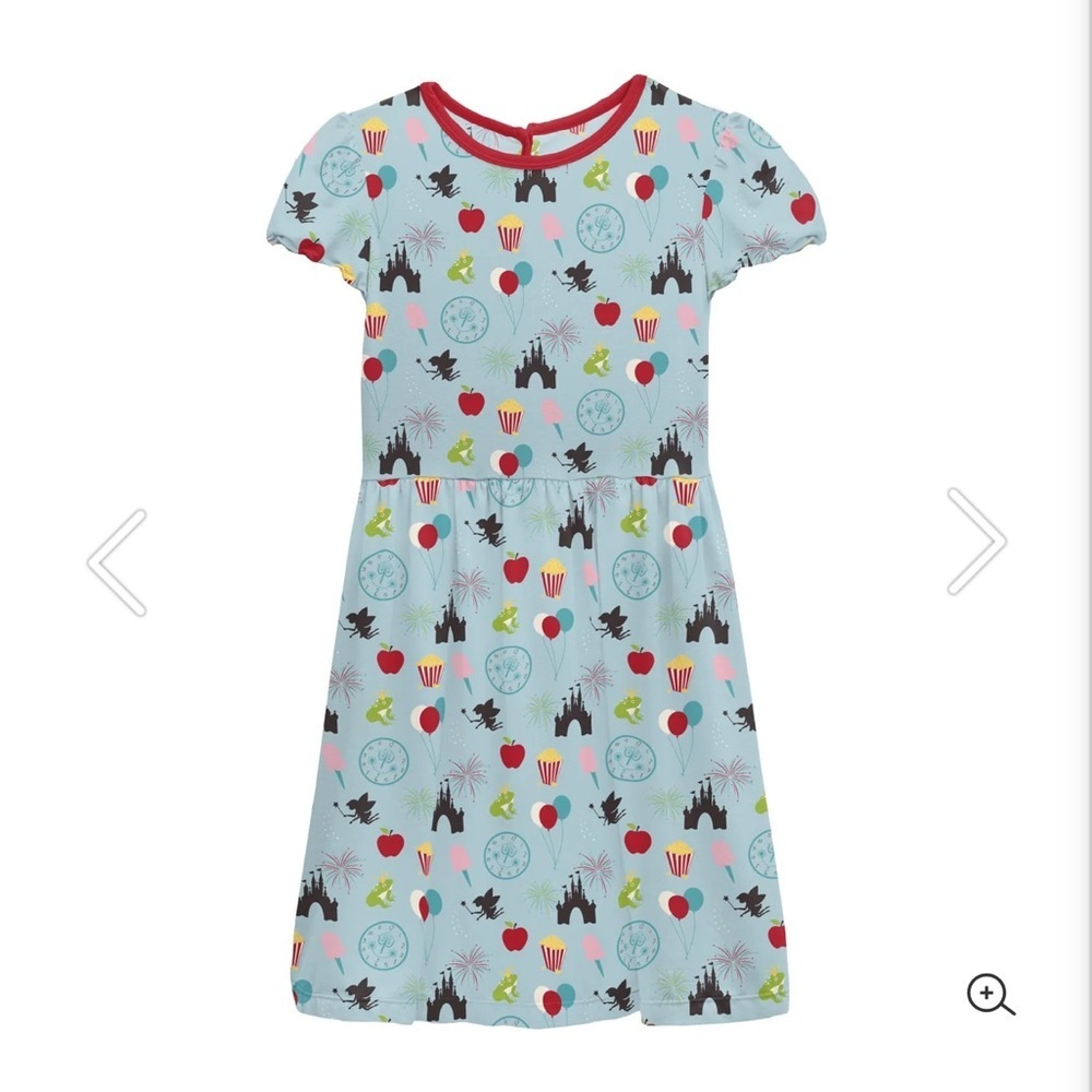 Kickee Pants Blue Dress with Red Trim and Fun Print